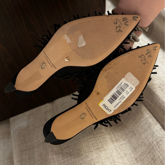 Antonio Melani Elizabeth Damrich beaded satin black pointed toe kitten heels - Picture 4 of 6